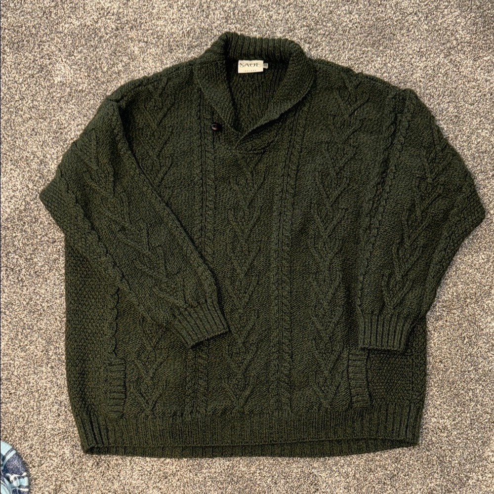 Made in Ireland Green Cable Knit Sweater NWOT